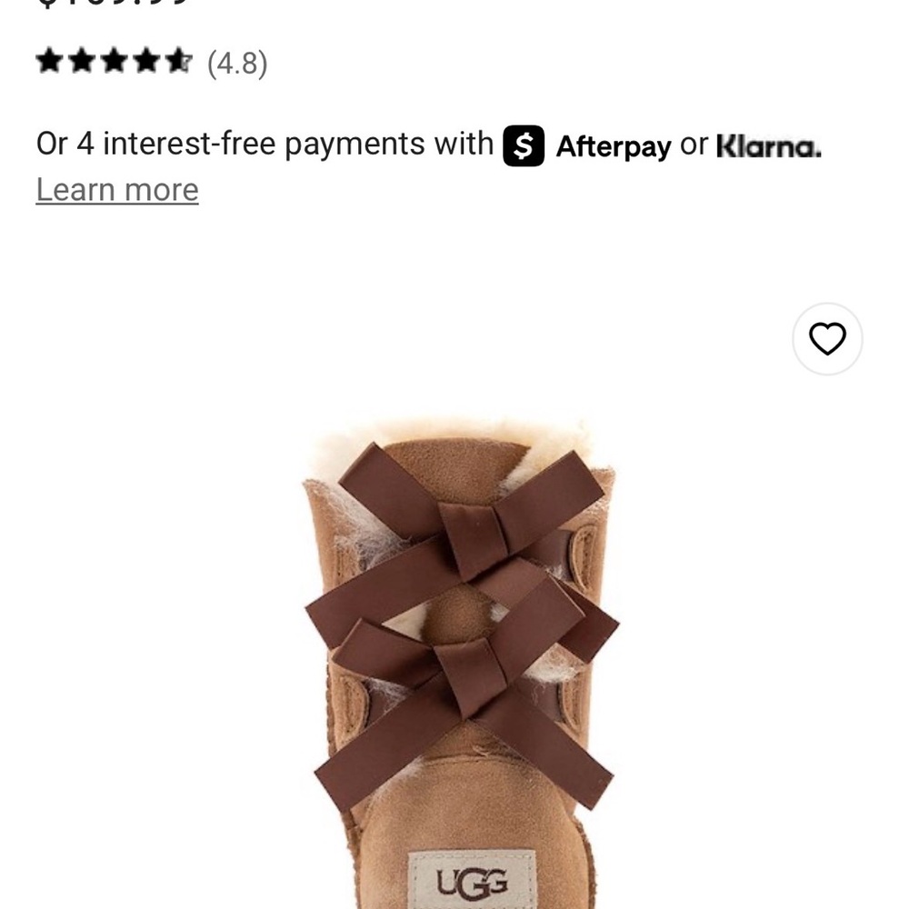 UGG Chestnut Suede Shearling Bootie with Ribbon Detail